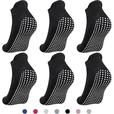 6 Par Halkfria Greppstrumpor för Acsergery Yoga, Pilates, Sjukhus, Halkskydd Tofflor Gåva