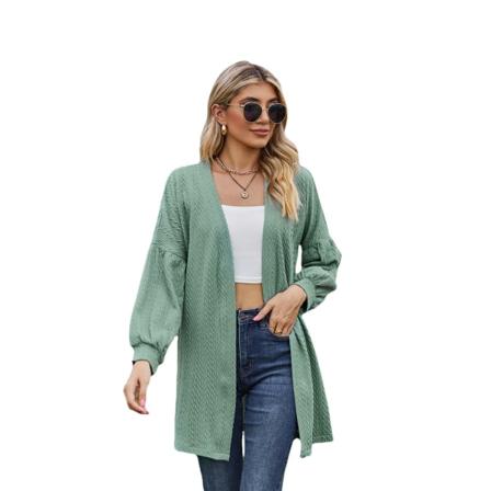 Cardigan Casual lös långärmad kofta Mörkgrön