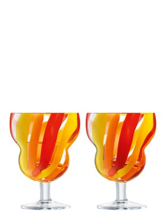 LSA International Vinglas Folk Orange/Red/Yellow Set 2 Lsa - Multi/patterned - 23 CL