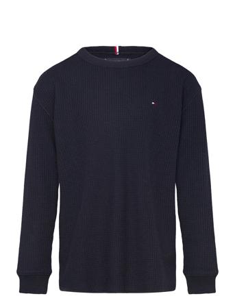 Tommy Hilfiger Flag Mini Waffle Reg Tee Ls Marinblå