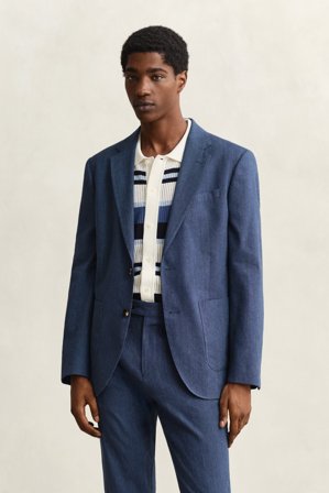 GANT Herren Anzugsakko aus Leinenmix (52) Blau