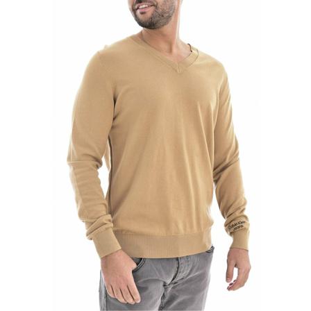 Calvin Klein V-neck Stickat beige, Herr Stickade tröjor, Herr, Storlek: L