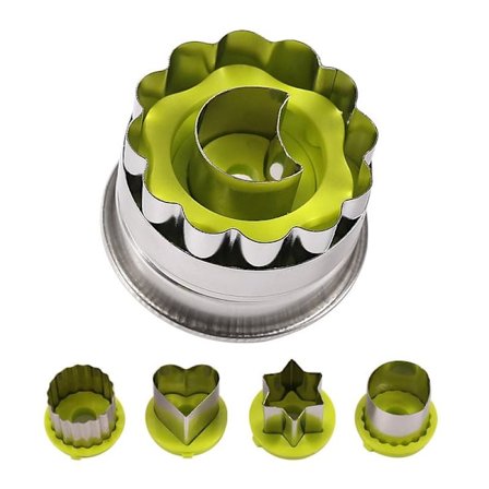 Sæt med 5 stykker rustfrit stål hule rør kiksform kageudstikker kiks kagedekoration