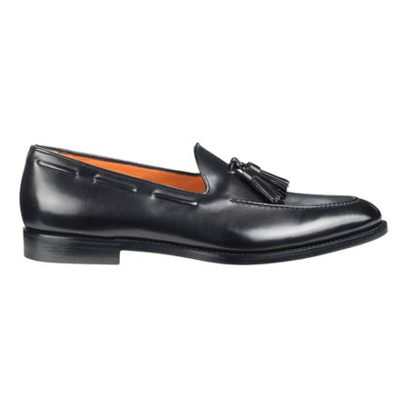 Santoni, Leather tassels loafers Czarny, Mężczyzna, Rozmiar: 39 EU