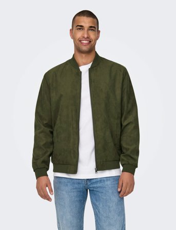 ONLY & SONS Onslucas Fake Suede Bomber Otw Noos - Khaki green - S