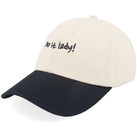 Iconic - Beige unconstructed Keps - Do It Lady Washed Stone/Black Dad Cap @ Hatstore