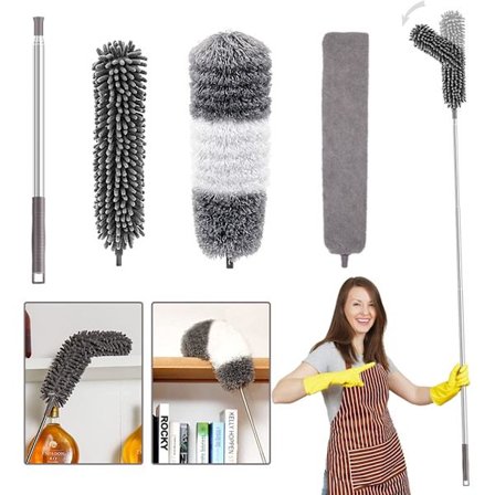 Grå - Sammenklappelig støvklud, 252 cm sammenklappelig og vaskbar mikrofiber