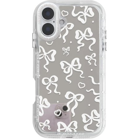 Kompatibel med iPhone 16 Plus Cover Sødt Spejl Sløjfe Kærlighedshjerte Mønster til Kvinder Piger Bånd Design Stødsikkert Beskyttende Telefon Cover