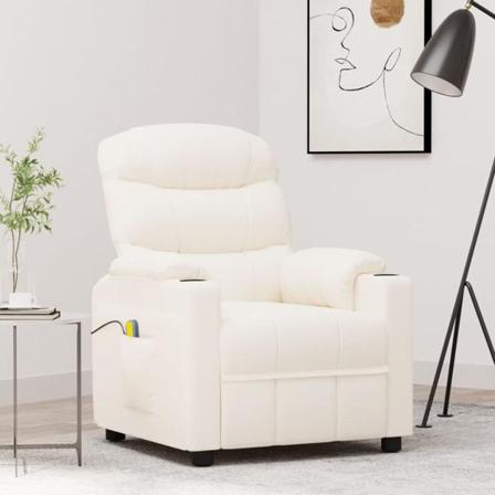 Vidaxl Massagefåtölj Gräddvit Konstläder Kräm