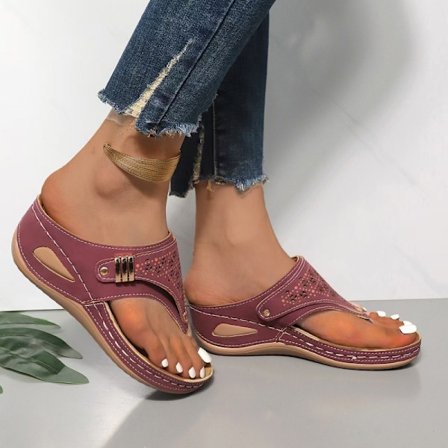 Stilige Flip-flops med kilehæl for kvinner - Komfortabel støtte for fotbuen