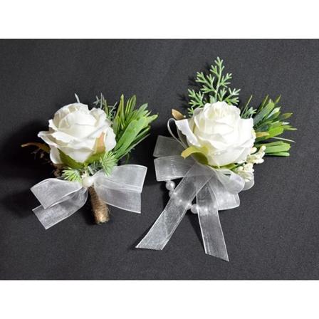 Hvid rose håndleds corsage og mænds corsage bryllupsblomster