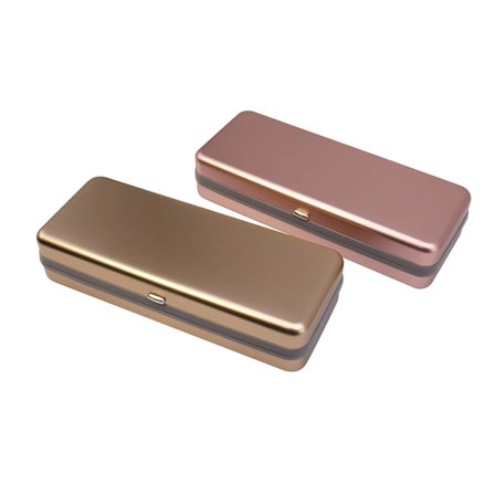 Alumiininen silmälasikotelo, 2 kpl - Pinkki + Kulta, Iso