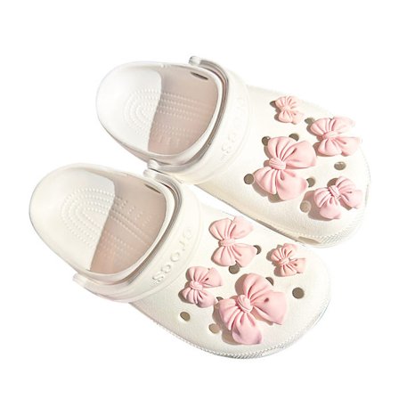 8 stk. lyserøde sløjfe-skotilbehør til Croc-charms til teenagere og mænd