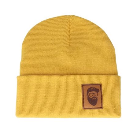 Bearded Man - Gul cuff Beanie - Cap Man Patch Mustard Beanie @ Hatstore