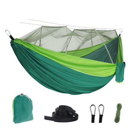 Hængekøje med myggenet, grøn dobbelt camping hængekøje, myg