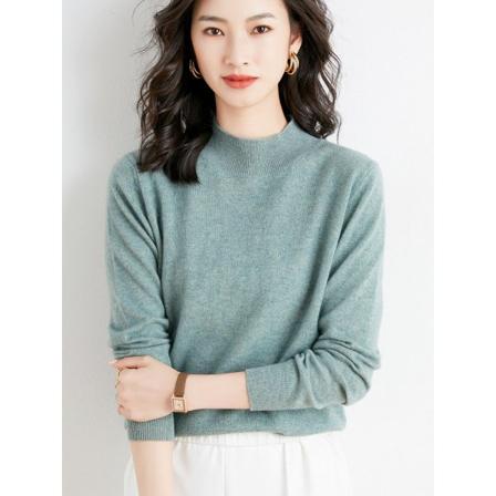 Kvinder Strik Efterår Vinter Sweater Løs Mock Neck Pullover Bundskjorte Løs plus str. Bean Green S