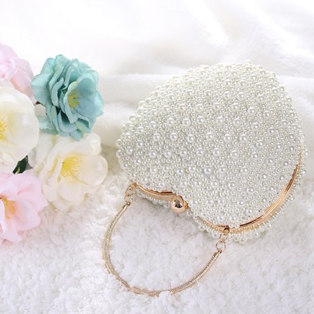 Kveldsveske, Perlehjerteveske Kjole Kveldsveske Festveske