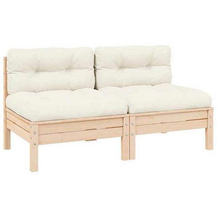vidaXL Solid Pine Wood 2-Seater Garden Sofa with Cushions Outdoor Sofa Patio Furniture Outdoor Furniture 806652