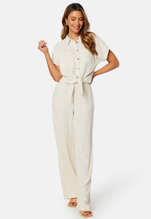 Pieces Vinsty SS Linen Tie Shirt Klær