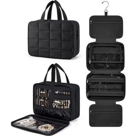 Meikkilaukku / Kosmetiikkalaukku / Toalettilaukku - Meikkipussi naisille - Ripustettava matkajärjestäjä korulokerolla