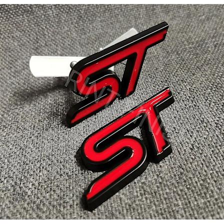 St Metal Badge Grille Rød Sort Til Ford Fiesta Focus Mondeo Kuga - Foran & Bagpå