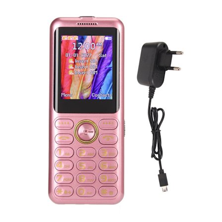 W22 2G GSM Basic Ulåst Stor Knap 3 SIM 3 Standby Klar Lyd Multifunktionel Senior Mobiltelefon 2500mAh Batteri 100-240V EU Stik Pink