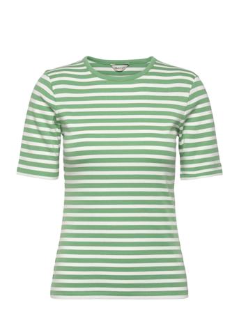 Slim Striped 1X1 Ribbed Ss T-Shirt Tops T-shirts & Tops Short-sleeved Green GANT