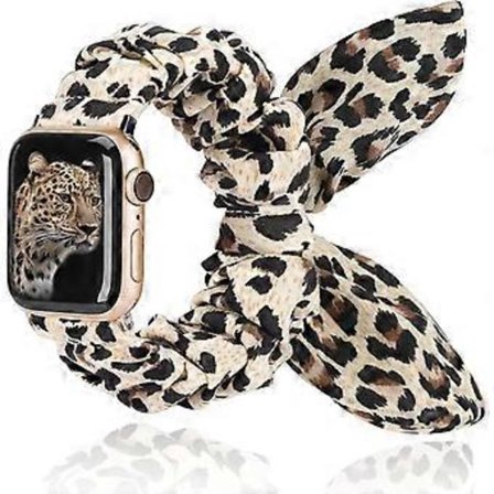 Kompatibel med Apple Watch Armband 42/44/45mm med Fjärilsrosett/Kaninöron Tyg Elastiskt Scrunchie Armband Kvinna Flicka iWatch Serie SE 7 6 5 4