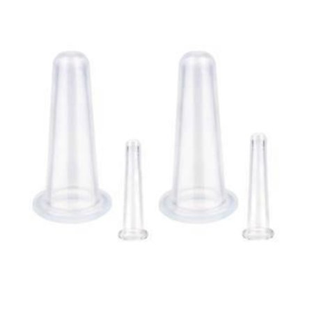 4 st/set (2 stora & 2 små) Naturliga Silikonmassagekoppar, Lämpliga för Kropp, Ansikte, Hals, Rygg, Ögonmassage, Vakuumtank, Perfekt för Kropp och 