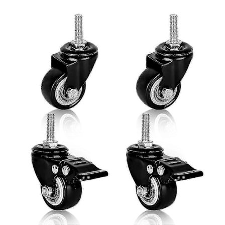 Sett med 4 møbelhjul: M8 kraftige møbelhjul M8 gjenge kraftige møbelhjul svingbare gummihjul