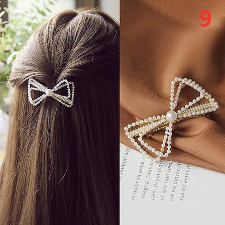 Rhinestone Alloy Hårnål Sido Bangs Clip Pearl Bow Feather Sprin