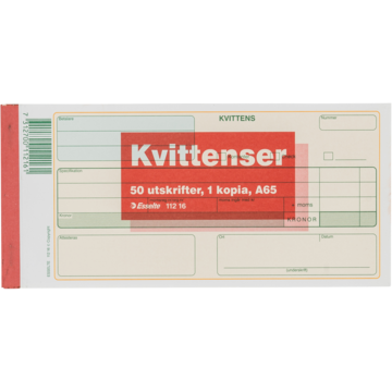 Kvitt.Blokk 50Ark M/1 Kopi A65