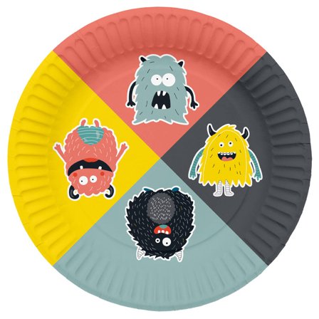 Glada Monster Papperstallrik 8-pack - Halloween Dekoration - Kalaslagret.se