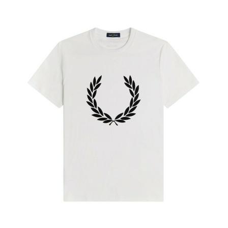 Fred Perry Flock Laurel Wreath T-Shirt Hvid, Herre T-shirts