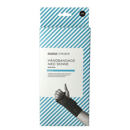 Matas Striber Håndbandage med Skinne Sort Højre L/XL, Medicin & Pleje, Støttebind, Håndledsstøtte
