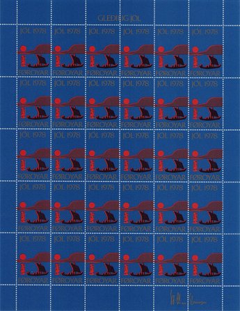 Færøerne - Julemærkeark 1978 - Takket - Ufoldet