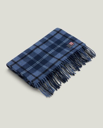 Lexington Schal aus recycelter Wollmischung, blau kariert