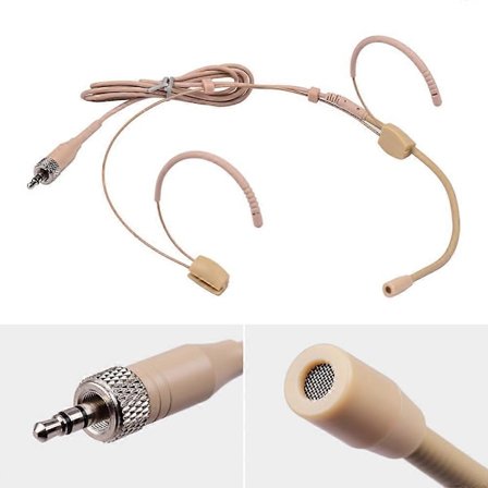 Högkvalitativt headset med kondensatormikrofon 3,5 mm låsbar kontakt kompatibel med Sennheiser trådlös sändare [D]