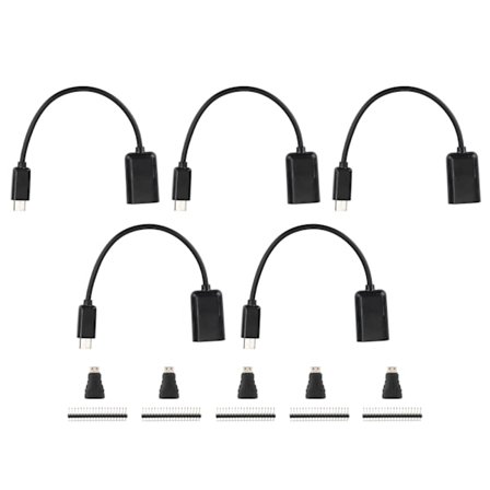 5 sett Micro USB til OTG-kabel HDMI hunn til Mini HDMI hann-adapter GPIO-header for Raspberry Pi Zero