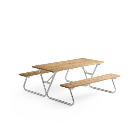 Extra langer Tisch mit Bank PICNIC PINE, 1800 mm, braun