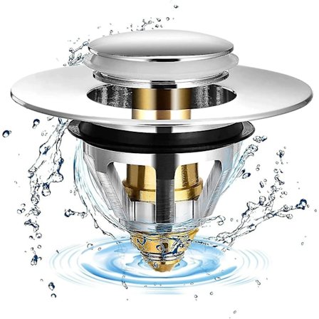 Pop-up Avlopp för Handfat, Universal Anti-täppnings Avloppssil, Rostfritt Stål Badkar Avlopp och Ventil, För Kök Badrum Handfat 34-40mm