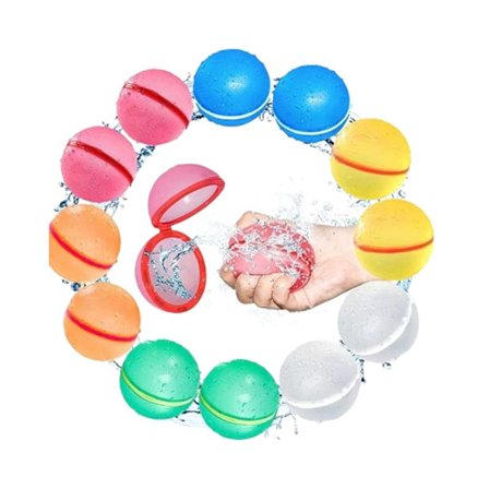 12 stk. Genanvendelige Vandballoner, Pool Strand Vandlegetøj til Drenge og Piger, Udendørs Sommerlegetøj, Magnetisk Vandbold til Udendørs Aktiviteter