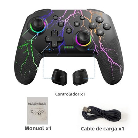 Thunder Light Trådlös Handkontroll för Nintendo Switch OLED med Uppladdningsbart Batteri, Programmerbar Turbo-funktion och RGB-ljus, Pro Gamepad
