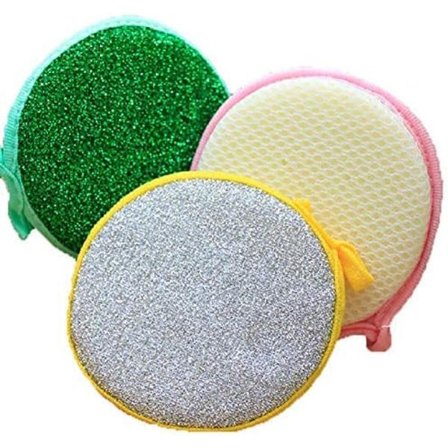10 st Multifunktionell Kök Dubbelsidig Rund Diskborste Svamp