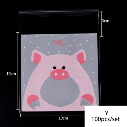 100st/pack Cartoon E Cookie Candy Självhäftande Påsar Bakning Ba