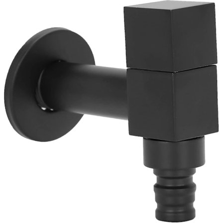 Fyrkantig Vattenkran ,full Koppar Enkel Kallkran Tvättmaskin Kran G1/2 Tråd Svart Balkong Tvättmaskin Kran