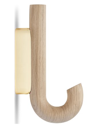Gejst Hook Hanger Mini Oak/Brass - Brown - H:13.3CM