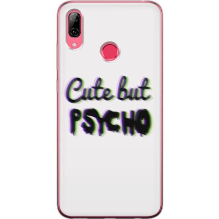 Kompatibel Mobilcover til Huawei Y7 (2019) Rainbow-farvet legetøjsfigur med et glad ansigt og farverige cirkler i en legesyg studieillustration