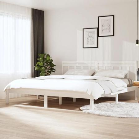 Vidaxl Sängram Vit Massivt Trä 180x200 Cm Vit