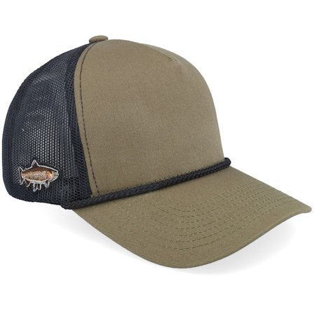 Skillfish - Svart trucker Caps - Tiny Brown Trout Rope Olive/Black A-frame Trucker @ Hatstore